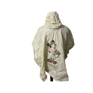 Vintage 90s Disney Mickey Mouse Animal Kingdom Poncho Beige Rare